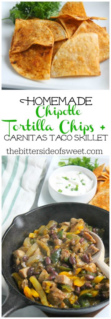 Homemade Chipotle Tortilla Chips + Carnitas Taco Skillet | The Bitter Side of Sweet #FronteraExperience #ad