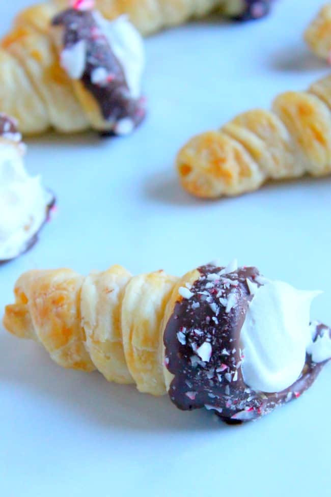 Chocolate Peppermint Cream Horns | The Bitter Side of Sweet #peppermint #puffpastry