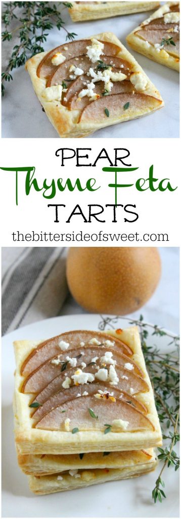 Pear Thyme Feta Tarts | The Bitter Side of Sweet #puffpastry #appetizer