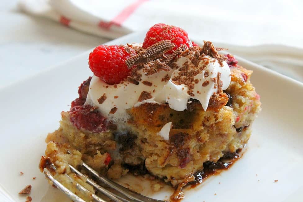 Chocolate Raspberry Bread Pudding | The Bitter Side of Sweet #ad #LeggoMyEggo #cbias #chocolate #raspberry