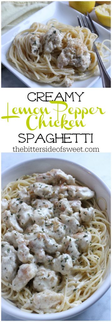 Creamy Lemon Pepper Chicken Spaghetti | The Bitter Side of Sweet #SundaySupper #pasta #dinner