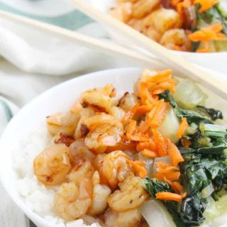 Teriyaki Shrimp Rice Bowl with Bok Choy | The Bitter Side of Sweet #SundaySupper #shrimp #ricebowl