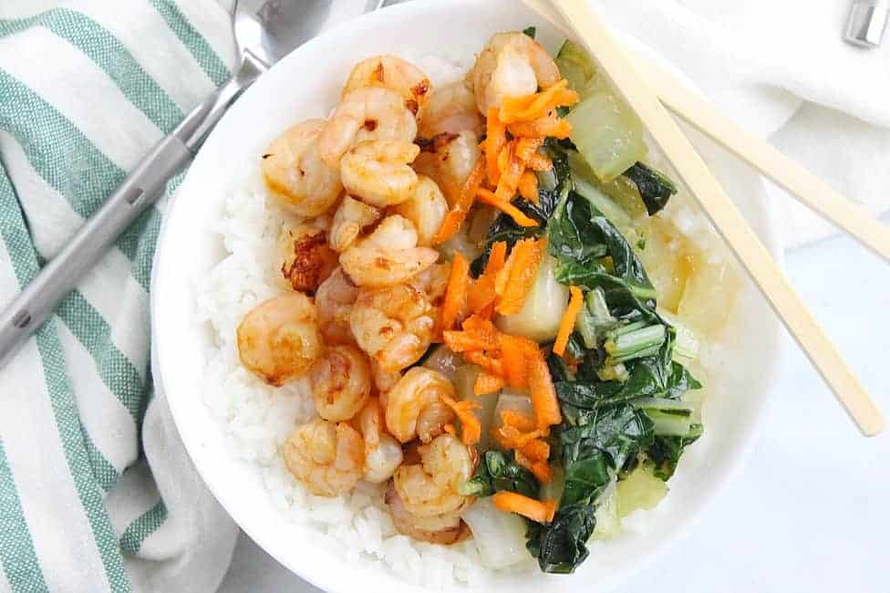 Teriyaki Shrimp Rice Bowl with Bok Choy | The Bitter Side of Sweet #SundaySupper #shrimp #ricebowl