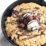 Chocolate Cherry Skillet Cookie | The Bitter side of Sweet #chocolate #cherry #cookies #SundaySupper