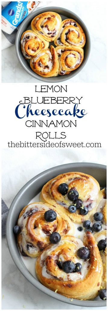 Lemon Blueberry Cheesecake Cinnamon Rolls | The Bitter Side of Sweet #ad #PillsburySpringBaking #lemon #blueberry #breakfast