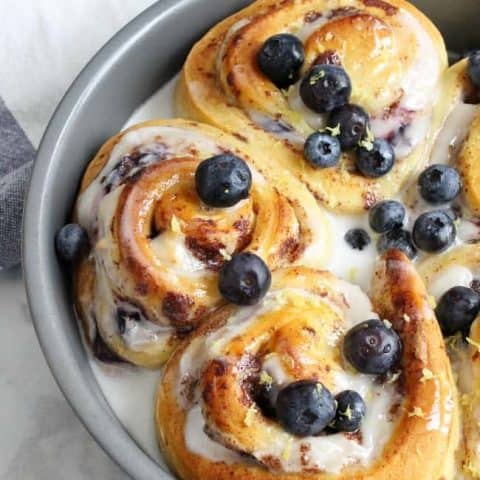 Lemon Blueberry Cheesecake Cinnamon Rolls | The Bitter Side of Sweet #ad #PillsburySpringBaking #lemon #blueberry #breakfast