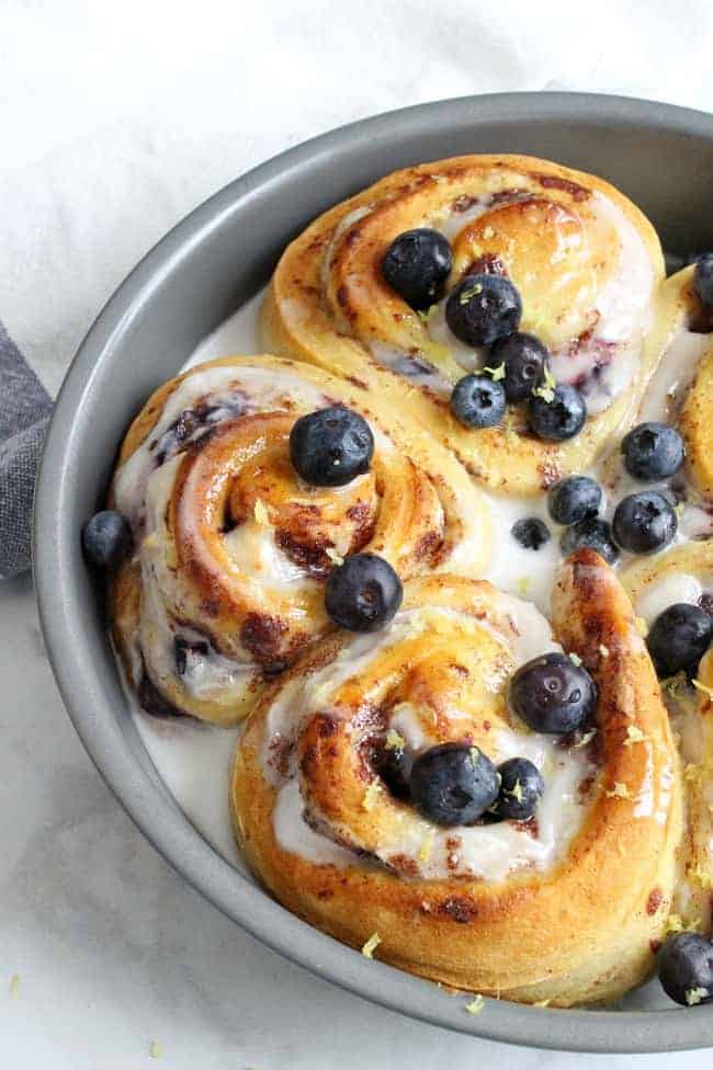 Lemon Blueberry Cheesecake Cinnamon Rolls | The Bitter Side of Sweet #ad #PillsburySpringBaking #lemon #blueberry #breakfast