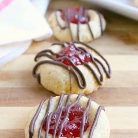 Raspberry Chocolate Thumbprint Cookies