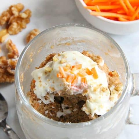 Carrot Cake Mug Cake with Cream Cheese Frosting