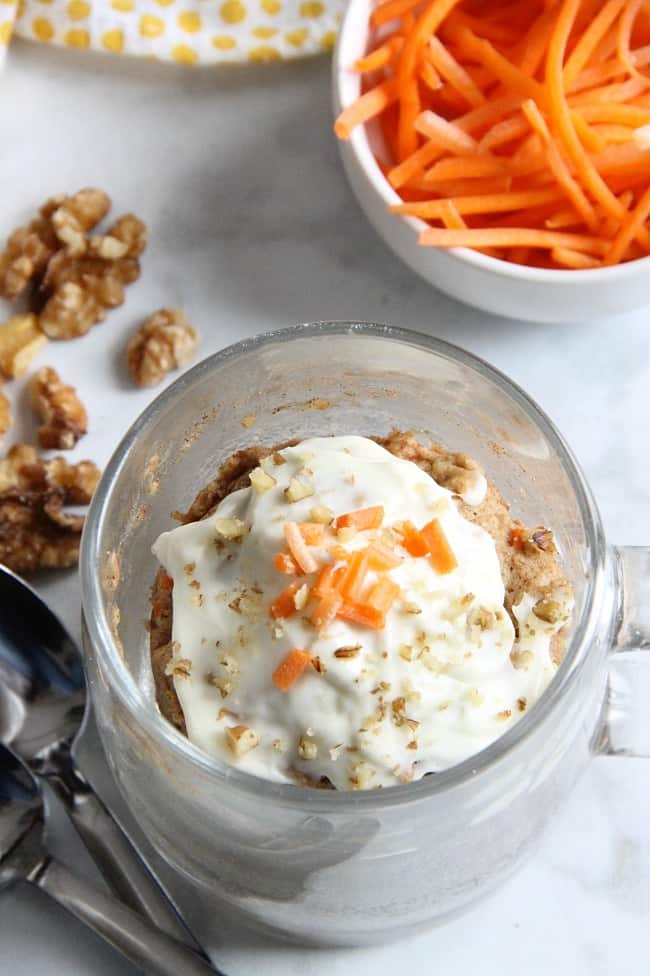 Carrot Cake Mug Cake with Cream Cheese Frosting