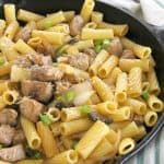 Rigatoni with Pork Onions and Mushrooms