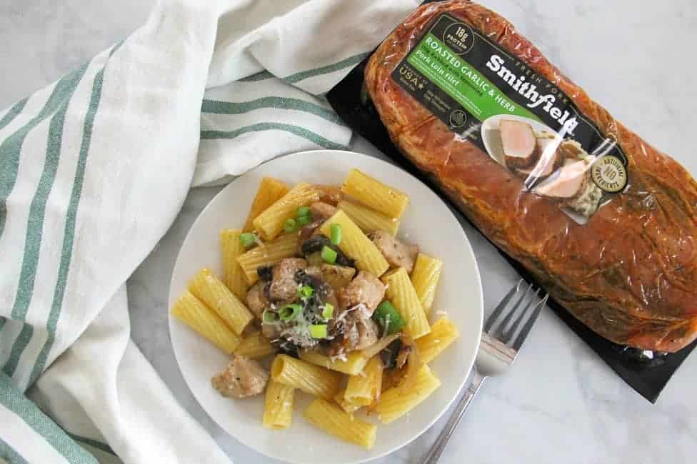 Rigatoni with Pork Onions and Mushrooms