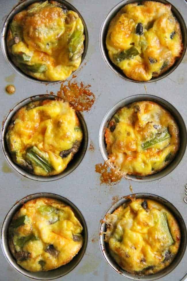 Asparagus, Mushroom and Cheese Egg Cups