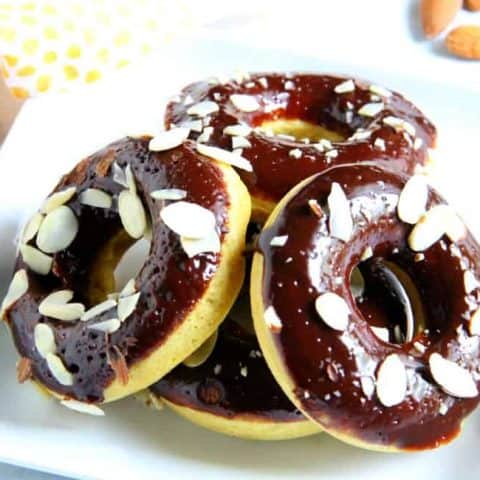 Chocolate Glazed Almond Donuts