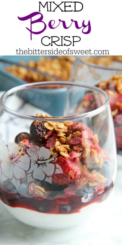 Mixed Berry Crisp in glass cup