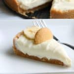 Banana Pudding No Bake Cheesecake on white plate