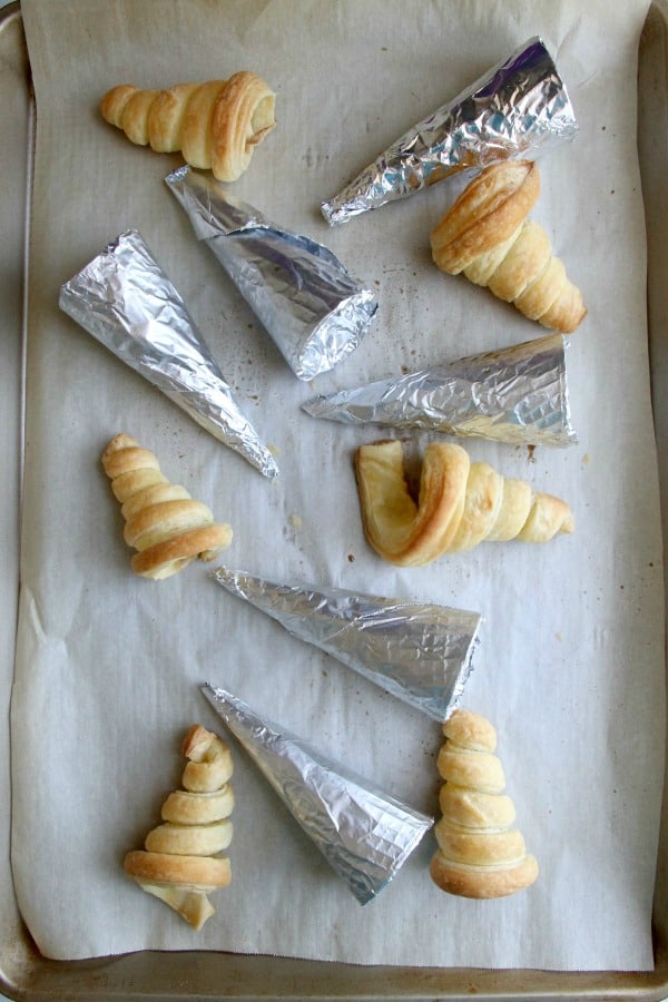 Lemon Raspberry Cream Horns cooked on sheet pan