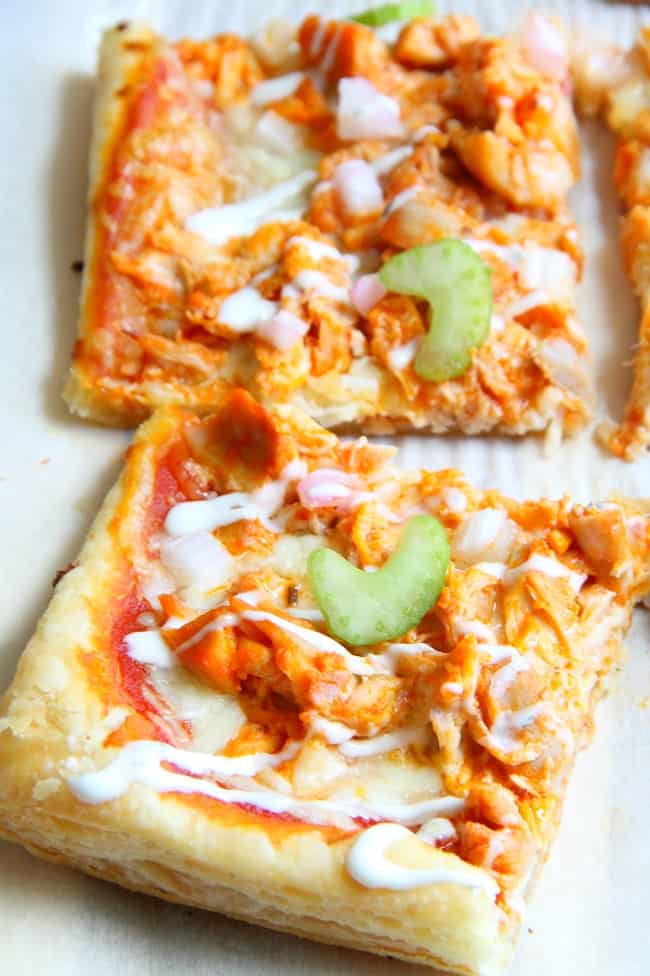 Buffalo Chicken Puff Pastry Pizza