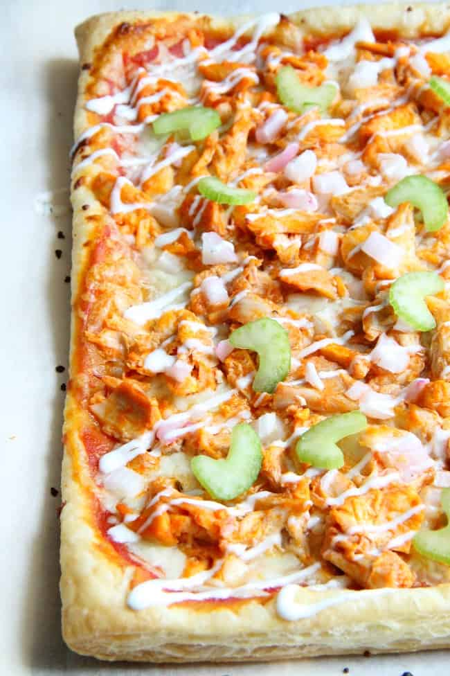 Buffalo Chicken Puff Pastry Pizza