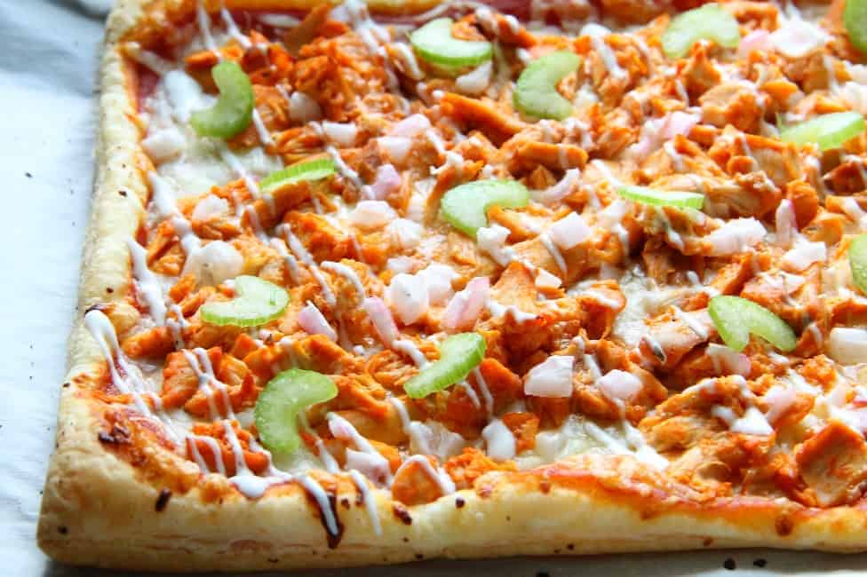 Buffalo Chicken Puff Pastry Pizza