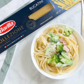 Creamy Broccoli and Ham Bucatini