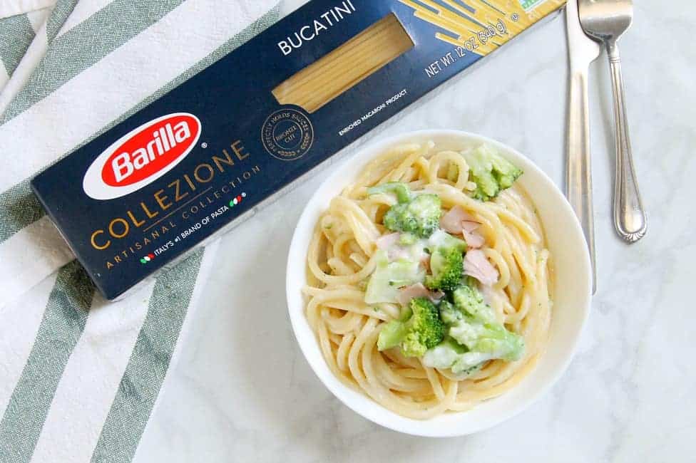 Creamy Broccoli and Ham Bucatini