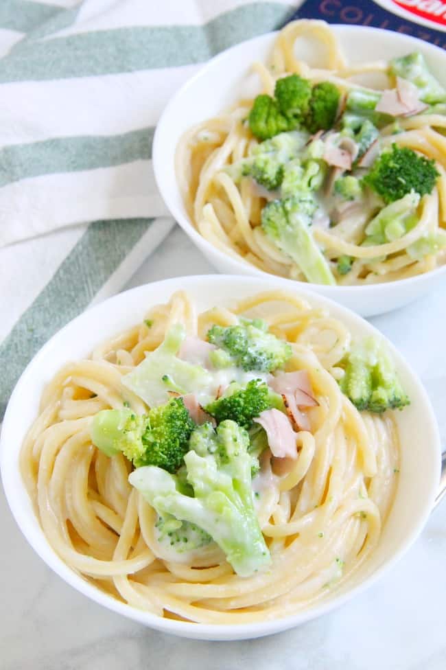 Creamy Broccoli and Ham Bucatini