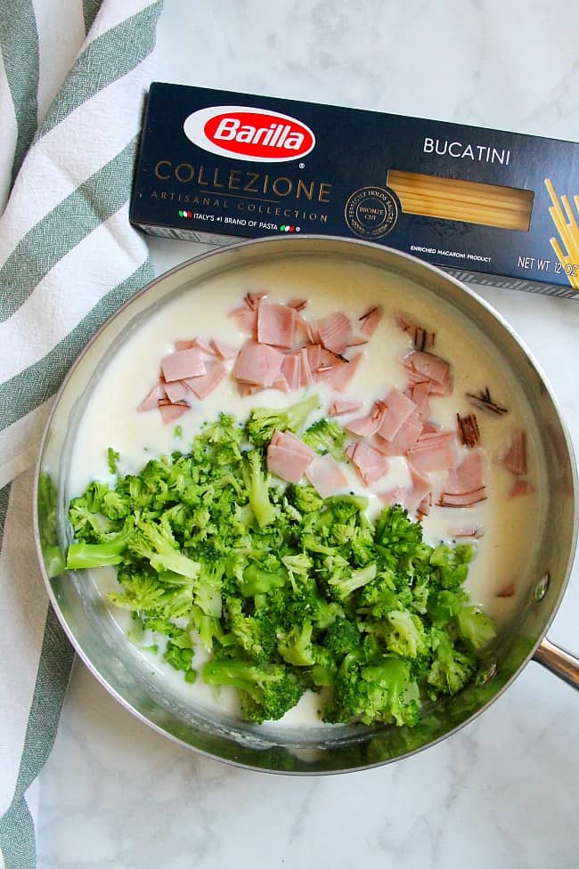 Creamy Broccoli and Ham Bucatini