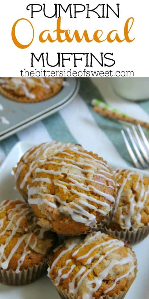 Fall inspired muffins that are perfect for a busy morning! These Pumpkin Oatmeal Muffins will not disappoint! They are so delicious! | The Bitter Side of Sweet #sponsored #pumpkinweek #pumpkin #muffins Pumpkin Oatmeal Muffins
