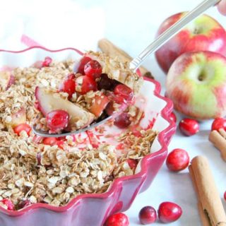 Cranberry Apple Crisp in red bowl