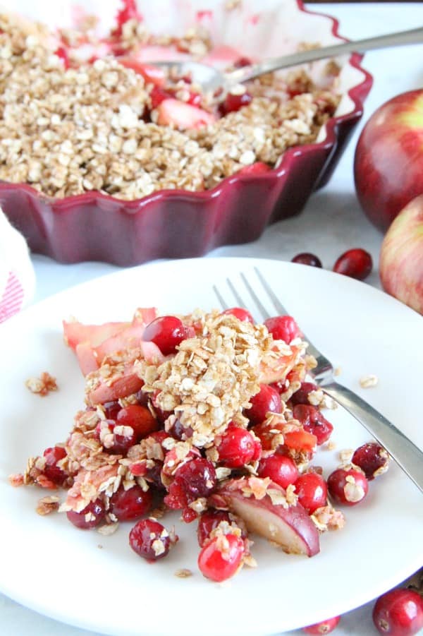 Cranberry Apple Crisp on white plate