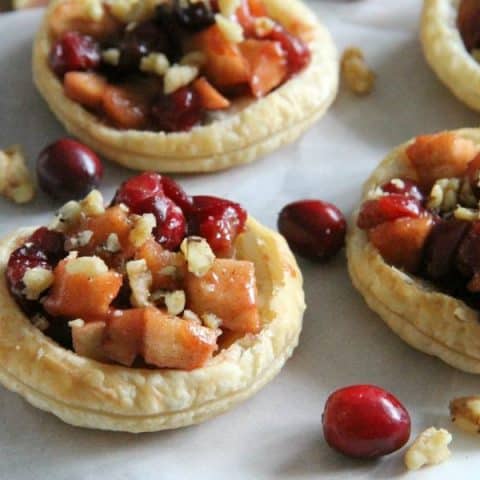 Cranberry Apple Walnut Tarts with cranberries