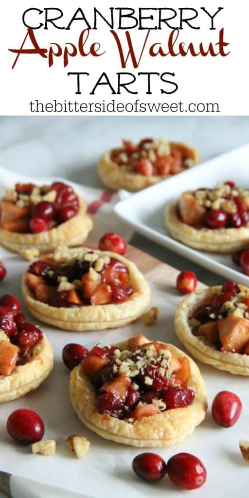 Cranberry Apple Walnut Tarts with text