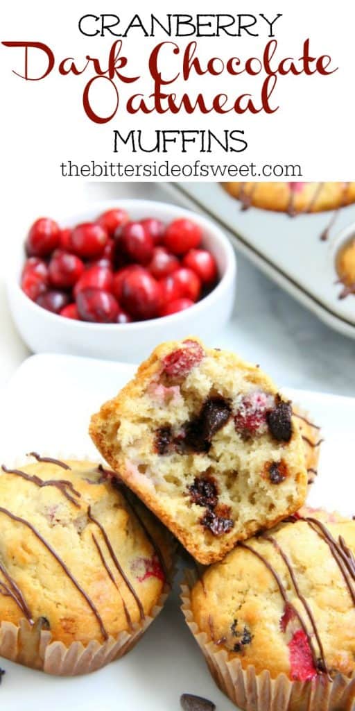 Cranberry Dark Chocolate Oatmeal Muffins on white plate