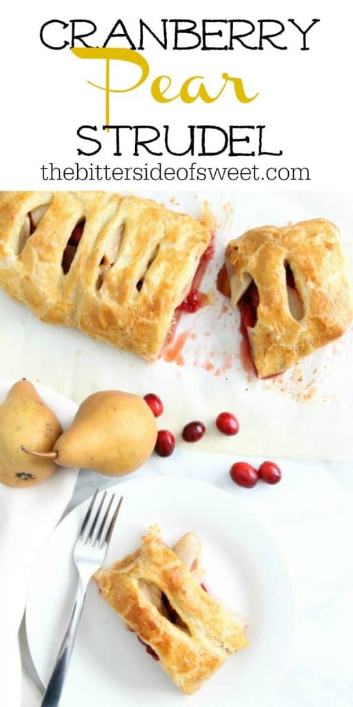 Cranberry Pear Strudel on white plate