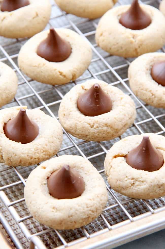 Cookie Butter Blossom Cookies on metal plate