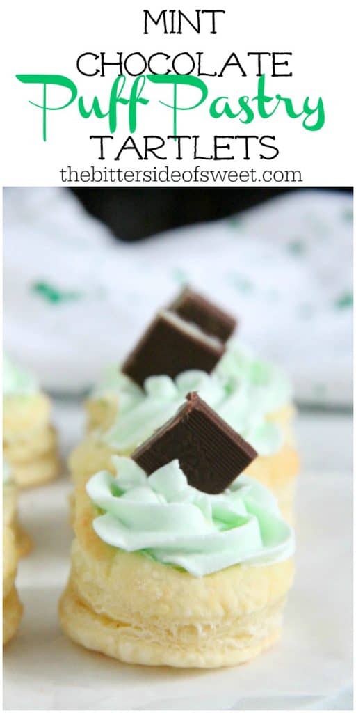 Mint Chocolate Puff Pastry Tartlets on white background