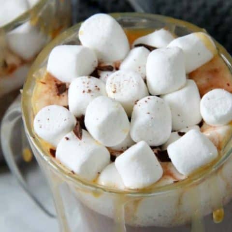 Salted Caramel Hot Chocolate Recipe in a glass