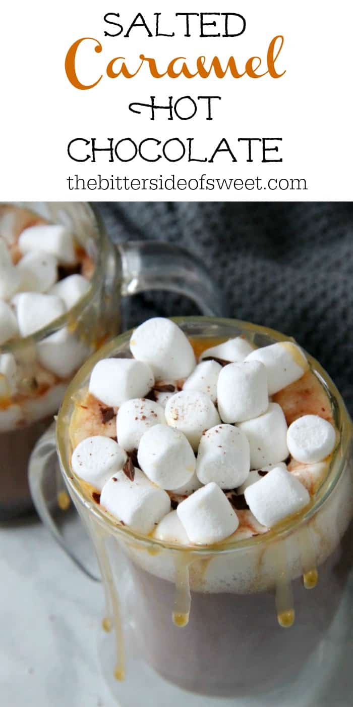 Salted Caramel Hot Chocolate Recipe is perfect for this time of year! Perfect combination of caramel, sea salt and chocolate! #christmassweetssweet #ad | The Bitter Side of Sweet