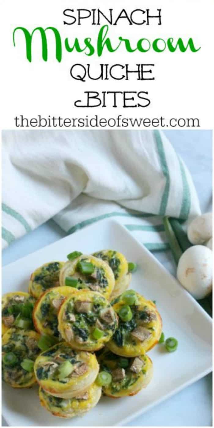 Spinach Mushroom Quiche Bites are light and easy, and oh so good! They are perfect for breakfast or lunch or serve them up at your next party! | The Bitter Side of Sweet #appetizer #puffpastry #brunch