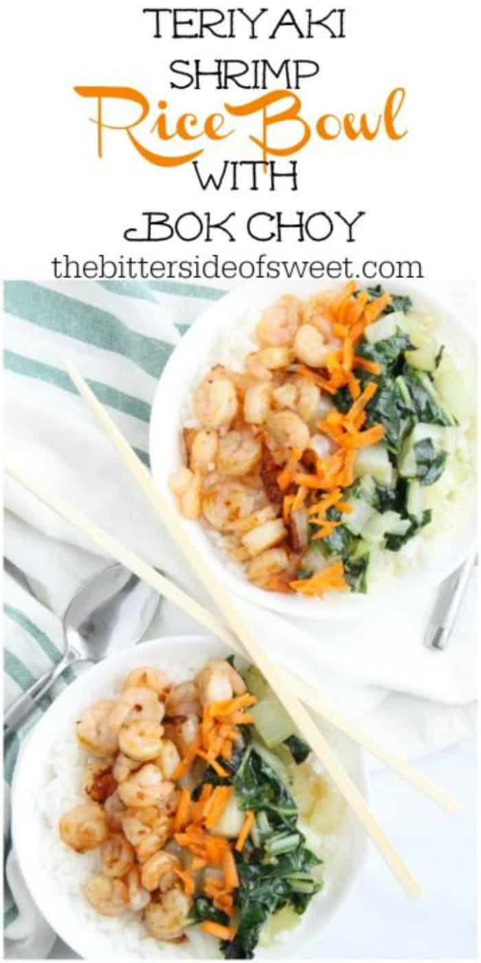 Teriyaki Shrimp Rice Bowl with Bok Choy is an easy meal to make in under 30 minutes that is full of flavor with an added plus of lean protein in every bite! | The Bitter Side of Sweet #rice #healthy #shrimp #30minutemeal