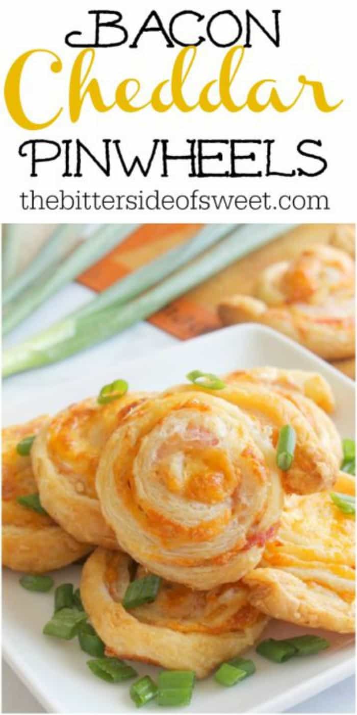 Bacon Cheddar Pinwheels are so versatile! You can make them lunch, dinner, or an easy app for your next dinner party or game day celebration! | The Bitter Side of Sweet #gameday #appetizer #puffpastry #bacon