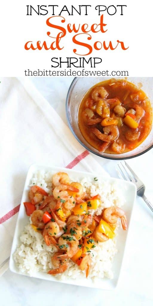 Instant Pot Sweet and Sour Shrimp on white plate