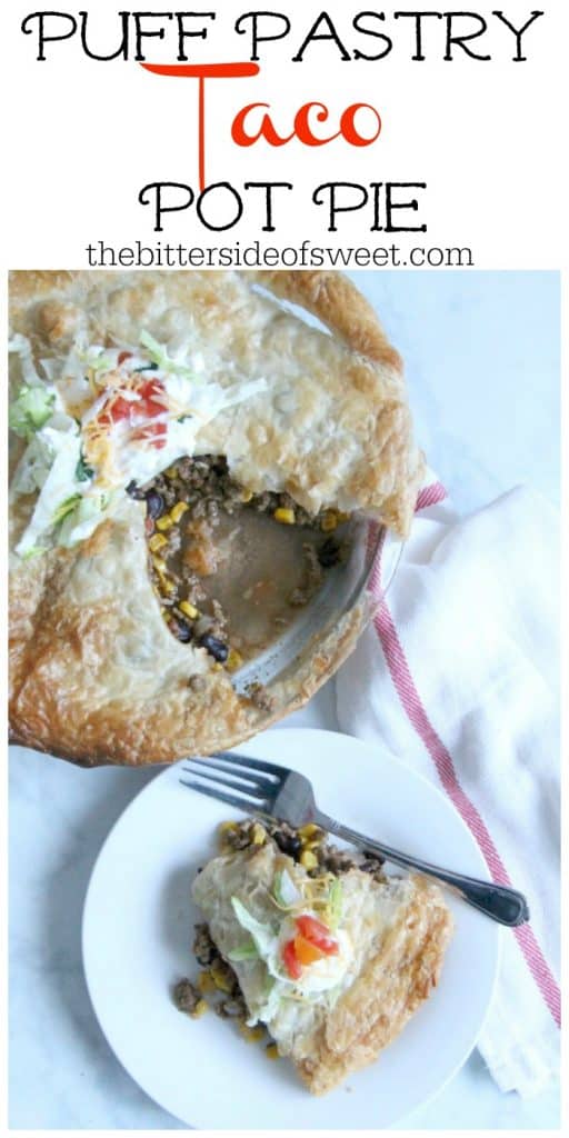 Puff Pastry Taco Pot Pie on white plate