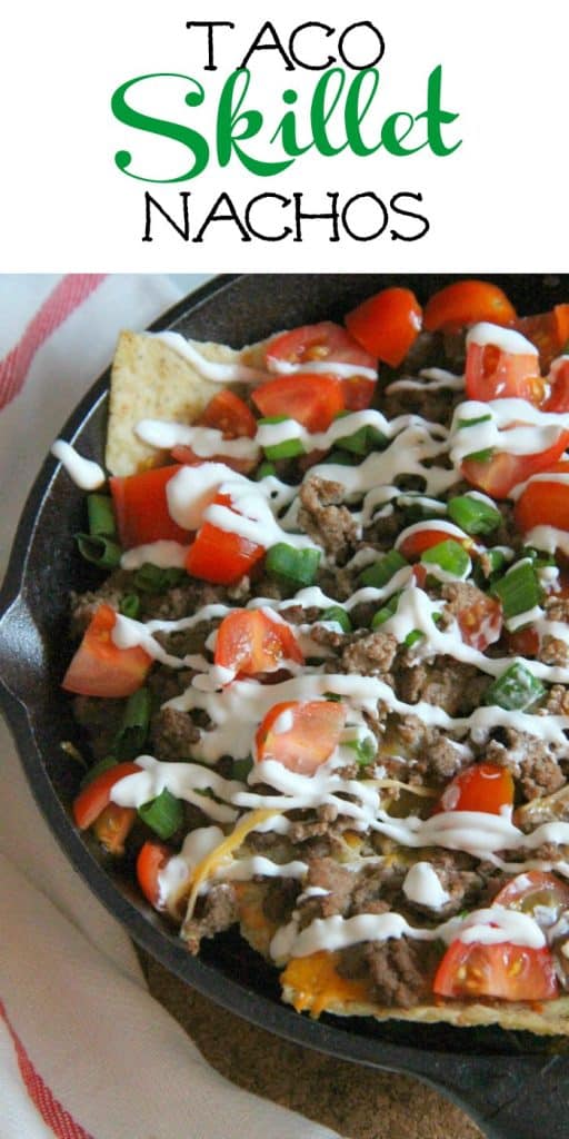 Taco Skillet Nachos in black skillet