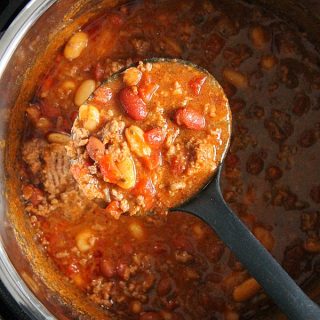 Instant Pot Three Bean Chili in pot