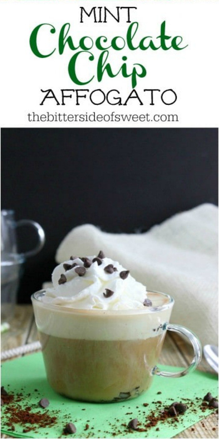 Mint Chocolate Chip Affogato is a coffee drink that can be enjoyed all year round. Adding my own twist to this delicious Italian coffee with mint ice cream! | The Bitter Side of Sweet #italian #coffee #icecream #stpatricksday #mint #chocolate