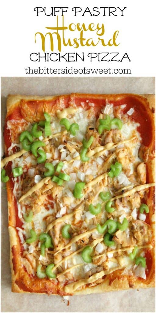 Puff Pastry Honey Mustard Chicken Pizza on parchment paper