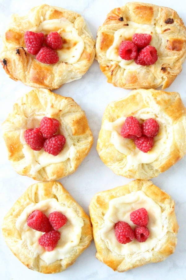 Lemon Raspberry Danish on parchment paper