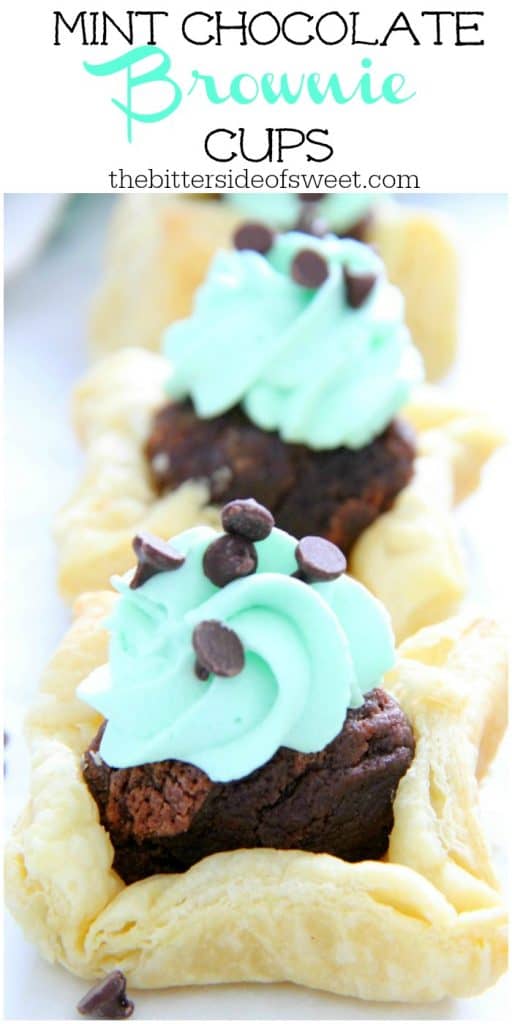 Mint Chocolate Brownie Cups on white background